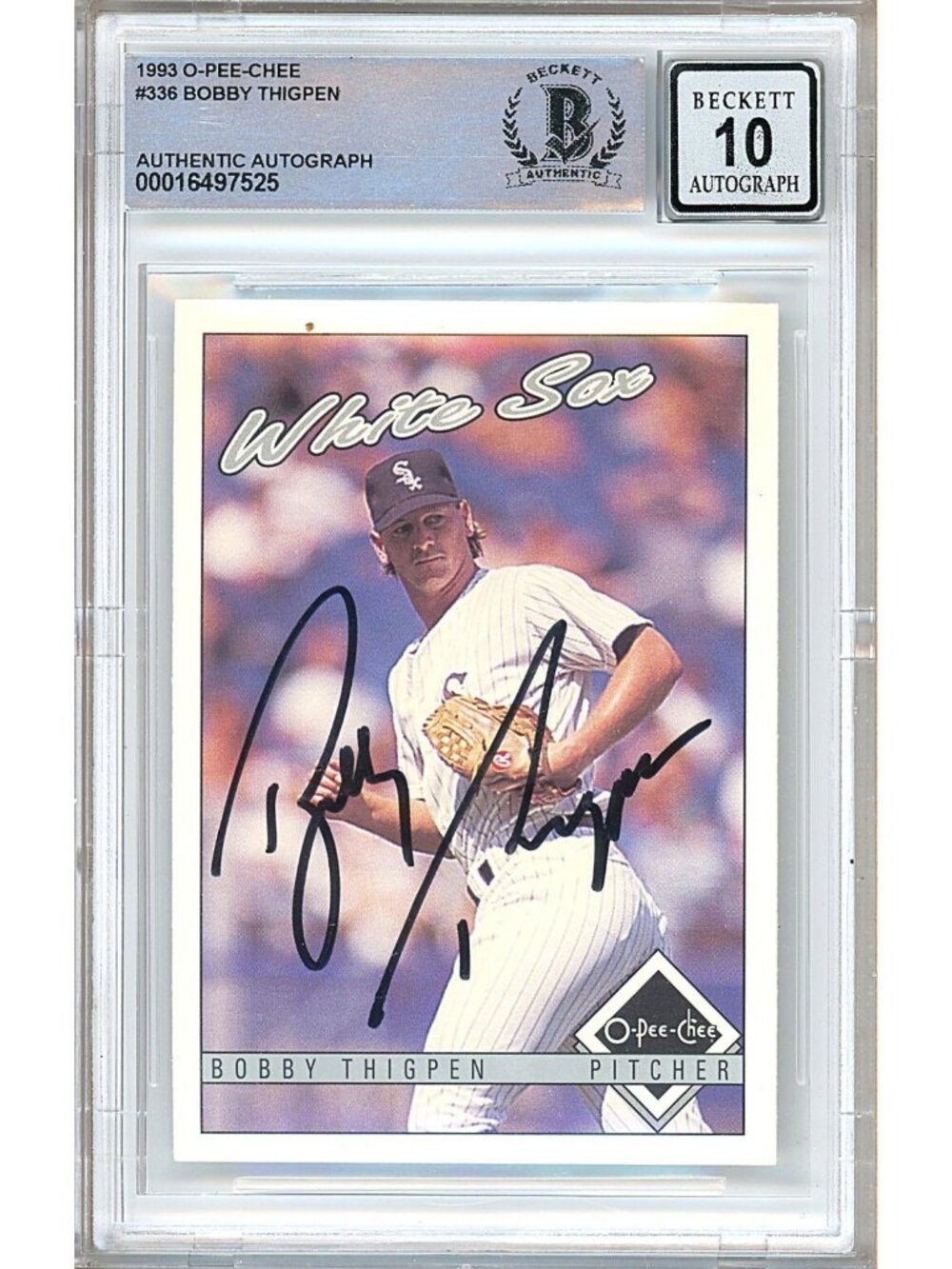 Bobby Thigpen Signed 1993 O-Pee-Chee #336 White Sox Beckett Auto 10 Slabbed